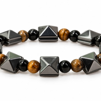 Гривна Trinity Power Тигрово око Обсидиан и Хематит